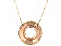 18ct Gold Lapis & Pearl Round Pendant on Chain