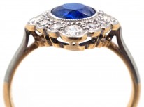 Edwardian Sapphire & Diamond Diamond Shaped Cluster Ring