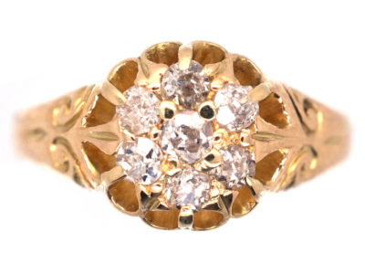 Edwardian 18ct Gold & Diamond Cluster Ring