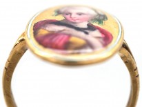 French Fin de Siècle 18ct Gold & Enamel Lady Ring