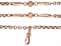 Victorian 9ct Gold, Ball & Bar Long Guard Chain