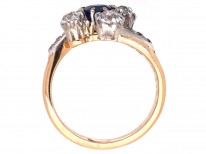 Edwardian 18ct Gold, Diamond & Sapphire Crossover Ring