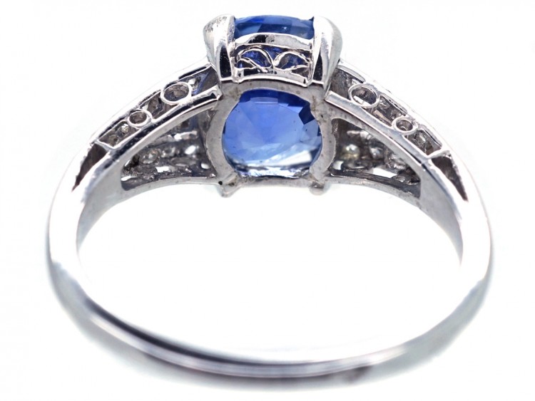 French Platinum, Ceylon Sapphire & Diamond Art Deco Ring