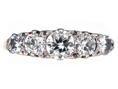 Edwardian 18ct Gold,Platinum & Diamond Carved Half Hoop Ring