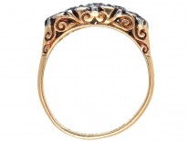Edwardian 18ct Gold,Platinum & Diamond Carved Half Hoop Ring