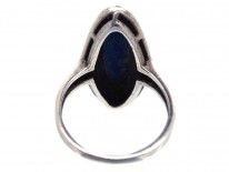 Art Deco Silver, Marcasite & Lapis Lazuli Ring