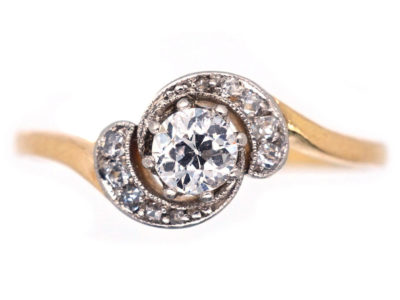 Edwardian Diamond Solitaire Twist Ring