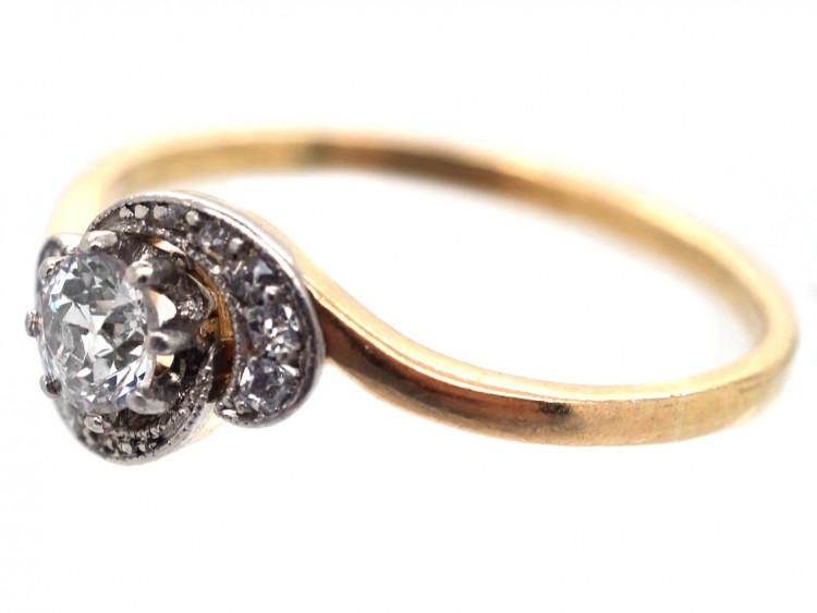 Edwardian Diamond Solitaire Twist Ring