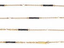 Austrian 14ct Gold, Enamel & Natural Pearl Long Guard Chain