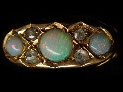 Victorian 15ct Gold Opal & Diamond Ring