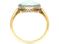 Belle Epoque 18ct Gold, Oval Diamond & Opal Cluster Ring