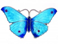 Silver, Light & Dark Blue Enamel Butterfly Brooch