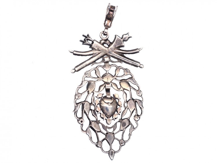 French 18th Century Silver & Diamond Pendant