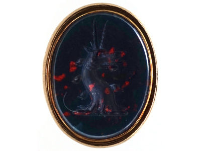 Victorian Gold & Bloodstone Seal with Griffin Intaglio
