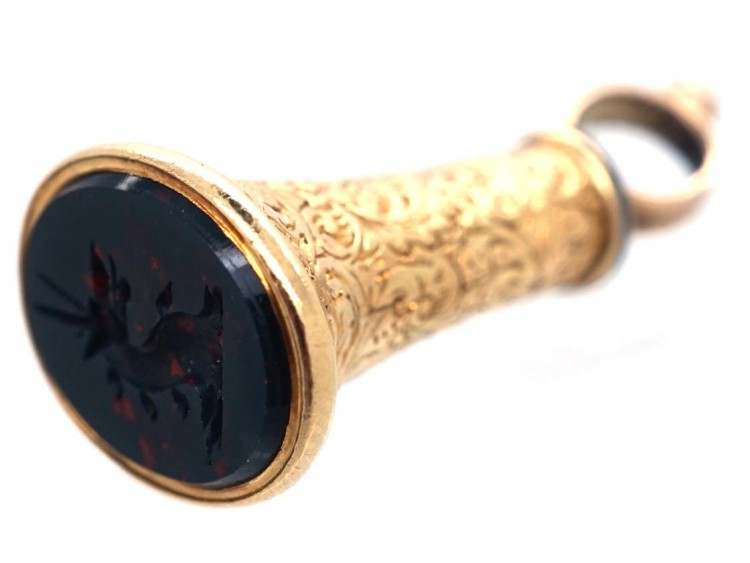 Victorian Gold & Bloodstone Seal with Griffin Intaglio
