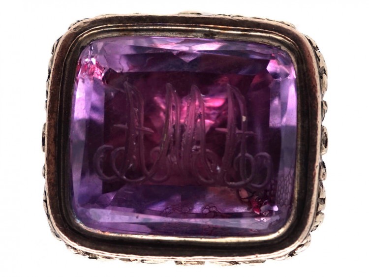 Georgian Seal With Amethyst Base Engraved with Initials A M A