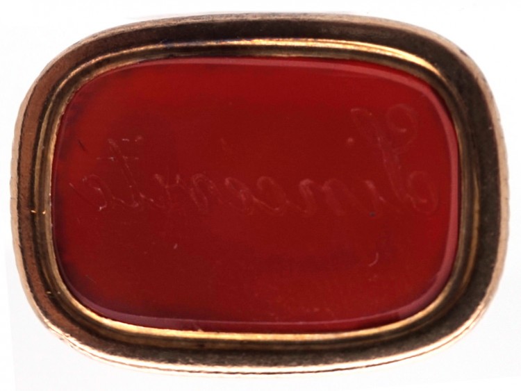 Georgian 18ct Gold & Carnelian Seal Engraved with Sincerite