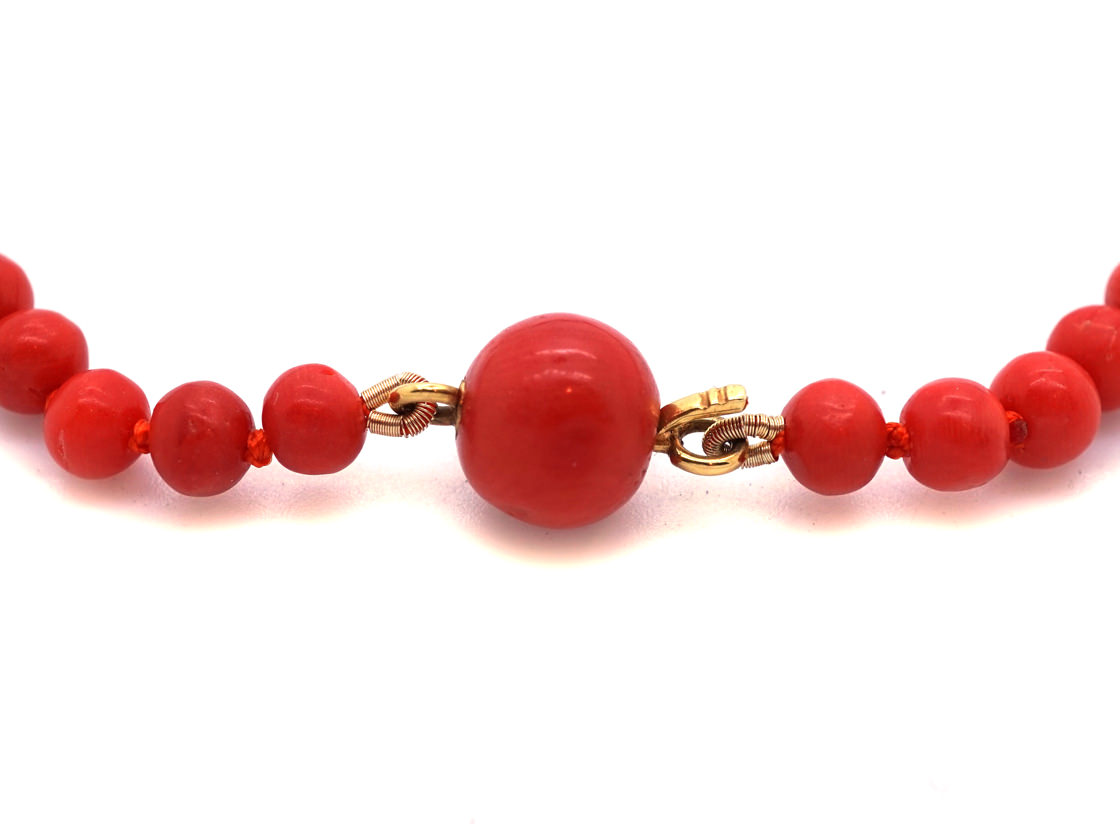Victorian Natural Red Coral Bead Necklace (730G) | The Antique ...