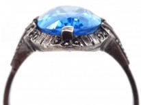Art Deco Silver & Oval Blue Paste Ring