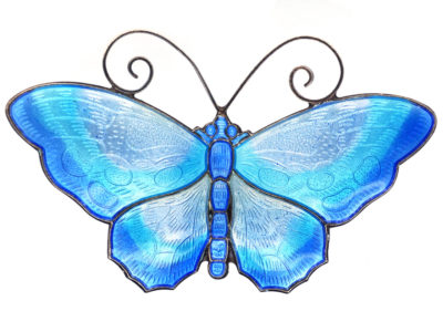 Silver ​& Blue Enamel Butterfly Brooch by David Anderson