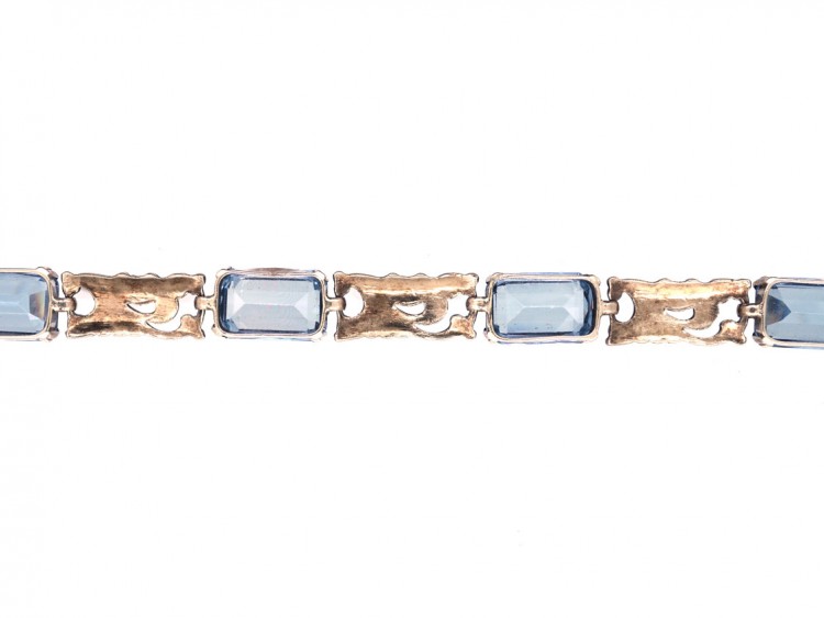 Art Deco Silver Gilt & Blue Paste Bracelet