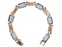 Art Deco Silver Gilt & Blue Paste Bracelet