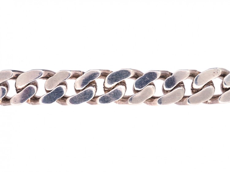 Silver Flat Curb Link Bracelet