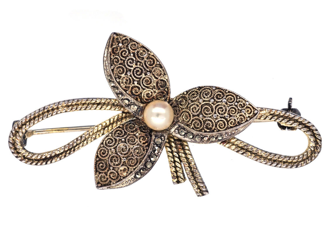 Theodor Fahrner Silver Gilt Flower Brooch (233H) | The Antique ...