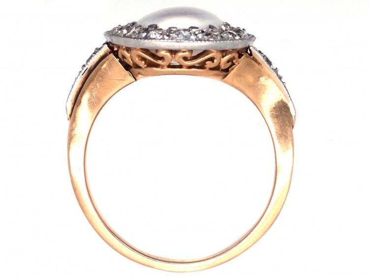 Edwardian Natural Pearl & Diamond Cluster Ring