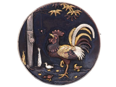 Japanese 19th Century Shakudo Brooch