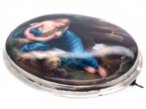 Victorian Large Oval Silver & Porcelain Brooch of Reclining Lady (Copy)