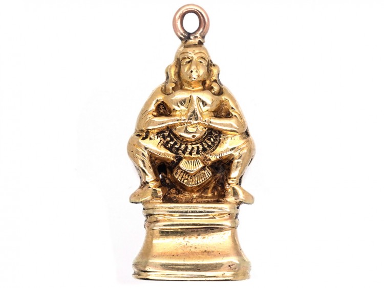 18ct Gold Hindu Monkey God Hanuman Seal With Squirrel Intaglio Base