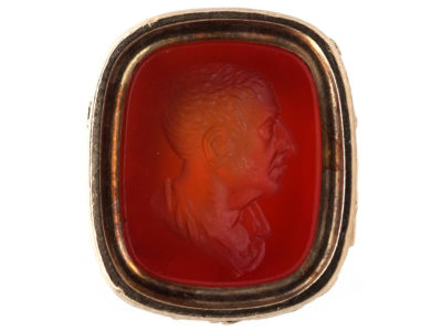 Georgian Gold Seal With Carnelian Intaglio of a Man's Head