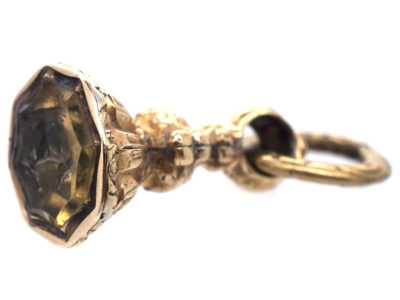 Small Regency Gold Cased Seal With Hexagonal Base