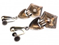 Theodor Fahrner Art Deco Silver Gilt & Coral Drop Earrings