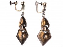 Theodor Fahrner Art Deco Silver Gilt & Coral Drop Earrings