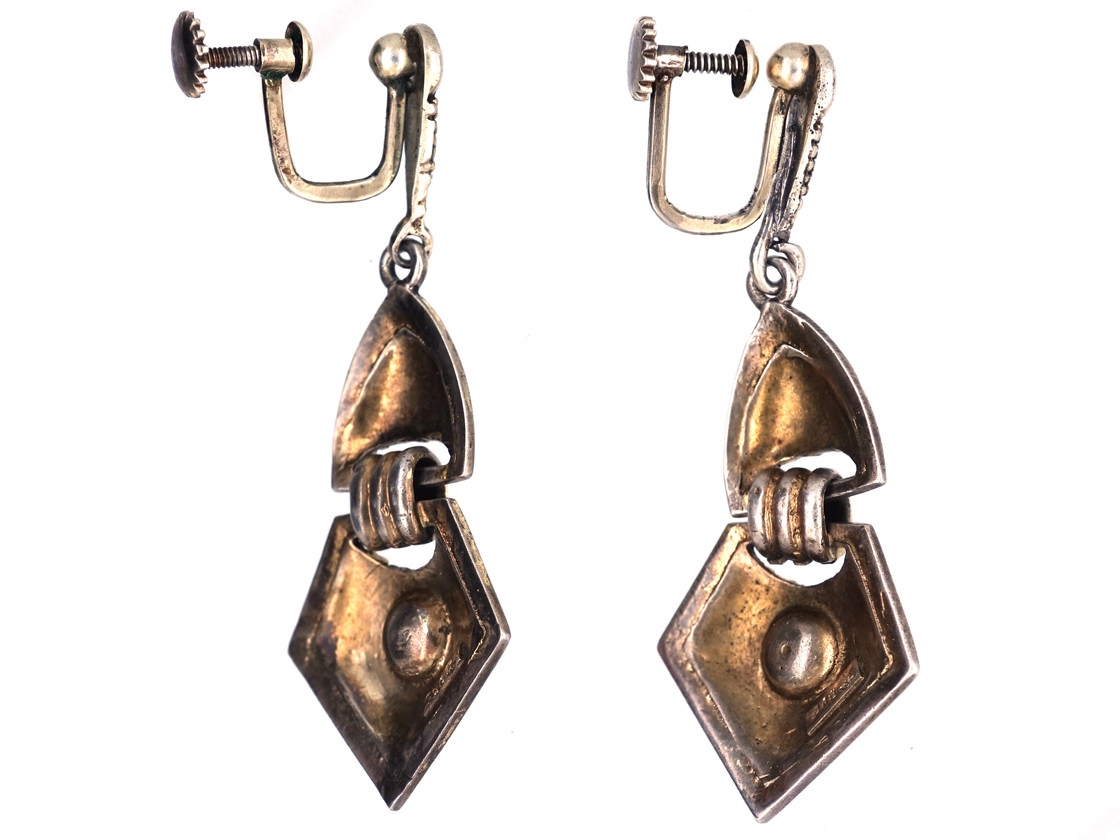 Theodor Fahrner Art Deco Silver Gilt & Coral Drop Earrings (228H) | The ...