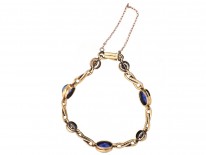 18ct Two Colour Gold, Ceylon Sapphire & Pearl Bracelet