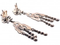 Art Deco Triple Drop Silver & Marcasite Earrings