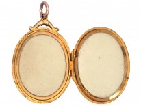 Edwardian 9ct Gold Back & Front Locket with Pearl & Garnet Motif