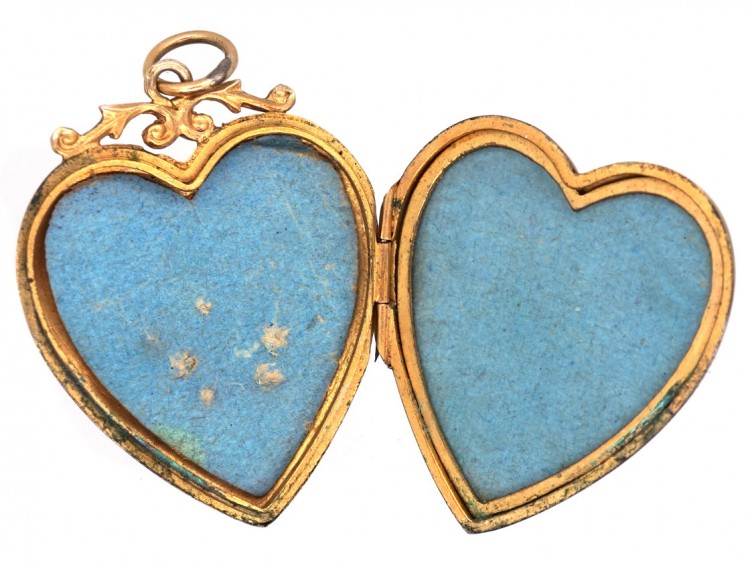 Edwardian 9ct Back & Front Heart Shaped Locket with Lily of Valley Motif