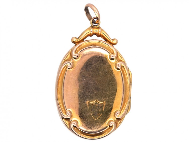 Edwardian Oval 9ct Back & Front Locket with Paste & Pearl Detail