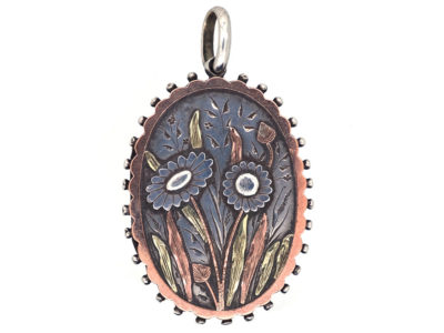 Victorian Silver & Gold Overlay Flowers Locket