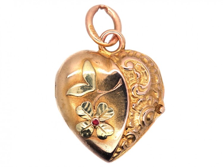 Edwardian 15ct Two Colour Gold Heart Locket