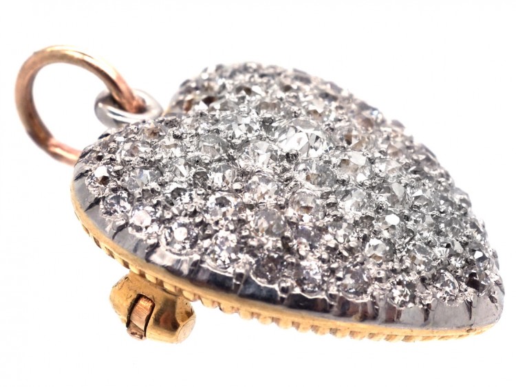 Edwardian 18ct Gold, Platinum & Diamond Heart Pendant / Brooch