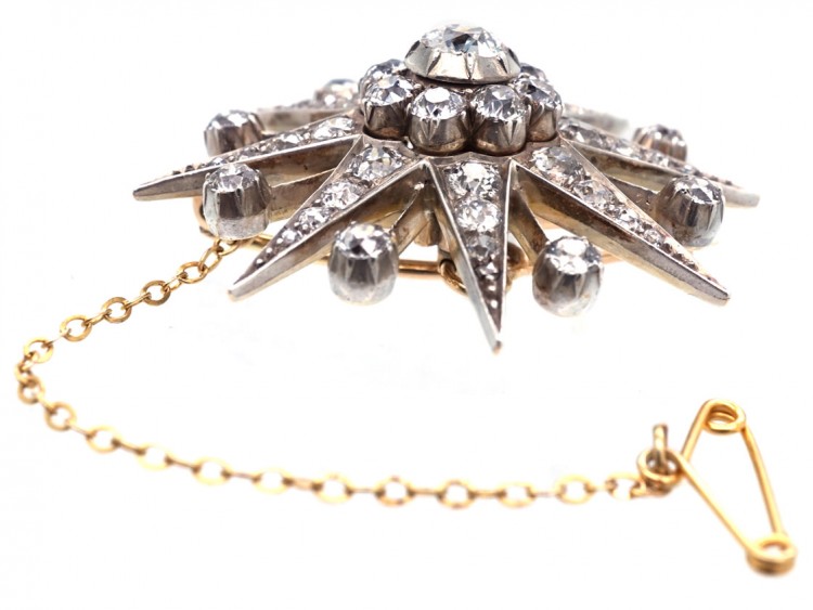 Victorian Diamond Set Star Brooch / Pendant