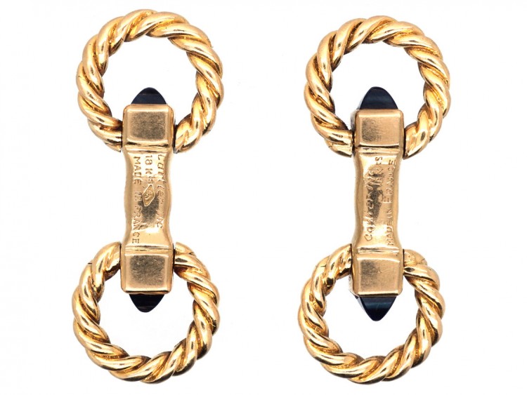Cartier 18ct Gold & Sapphire Stirrup Cufflinks