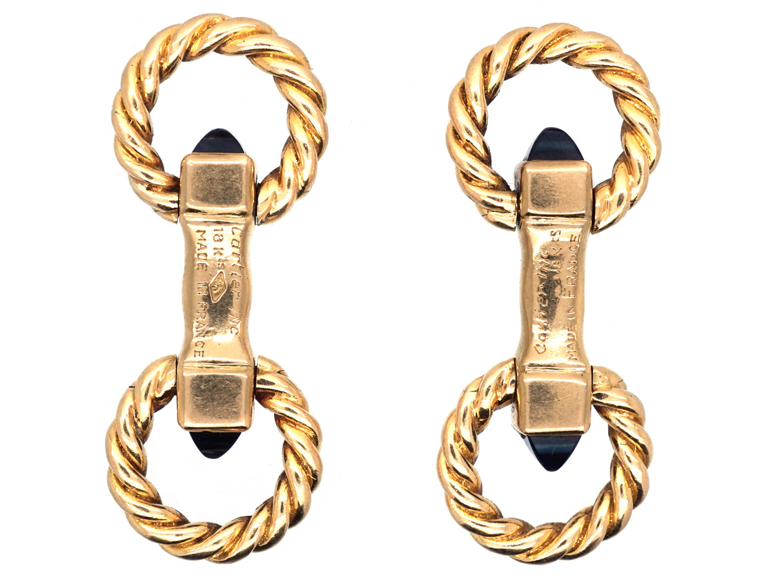 Cartier 18ct Gold Sapphire Stirrup Cufflinks 294H The