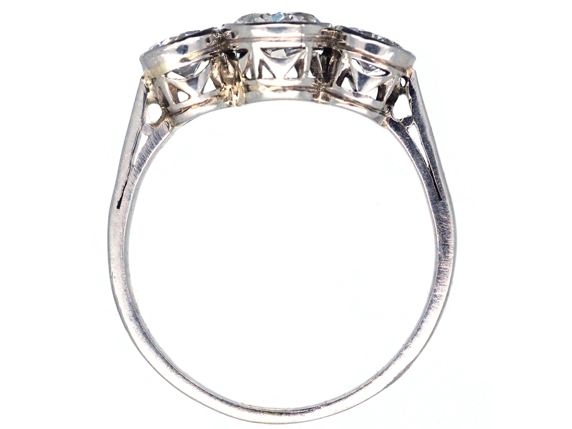 Art Deco Platinum Three Stone Diamond Ring (296H) | The Antique ...