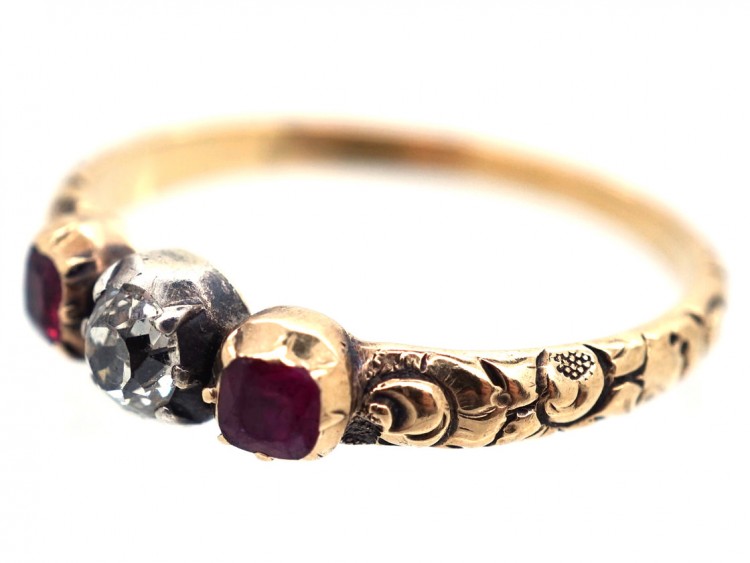 Georgian 18ct Gold Ruby & Diamond Ring